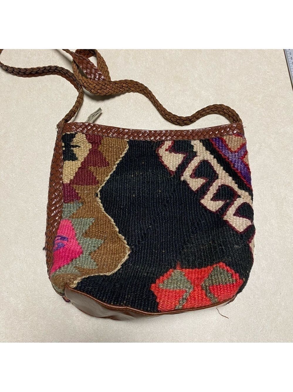 L.J. Simone Bag OS Saddle Blanket Purse Braided leather strap Vintage